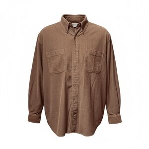 Eddie Bauer Men’s XXL Corduroy Button Down Shirt Brown Long Sleeve 100% Cotton
